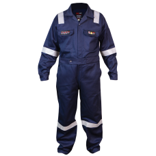 FR Coverall 100% cotton 280gsm Dark Blue with Non FR reflector (size S)